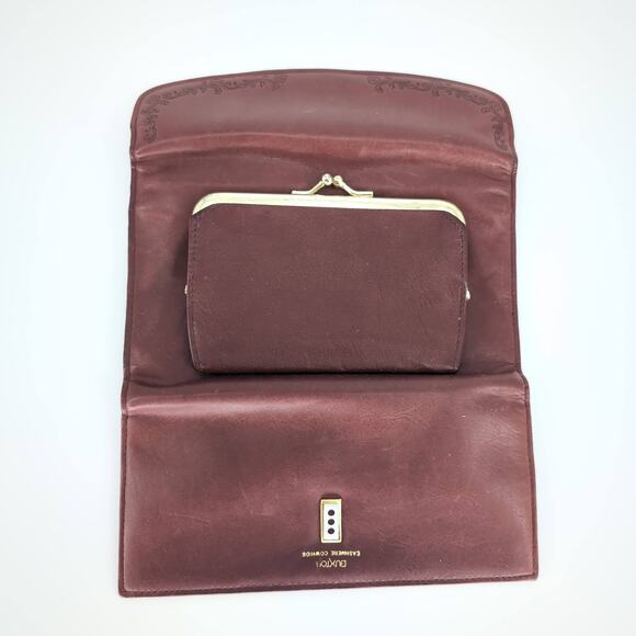Vintage Buxton Burgundy Brown Cashmere Cowhide Leather Wallet & Coin Purse - GUC - Picture 7 of 10